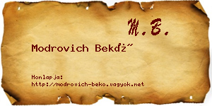 Modrovich Bekő névjegykártya
